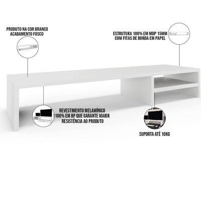 Kit 02 Suportes Para Monitor Stand Home Office Lap 90 Cm L03 Branco - Lyam