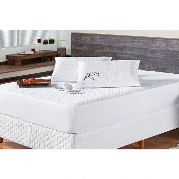 Protetor Colchao King Impermeavel Matelado Aquarela 01 Peça - Branco.