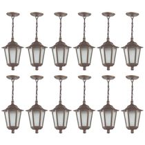 Conjunto 12 Pendentes de Teto Marrom Bivolt Luminárias Coloniais Externa Interna Dital