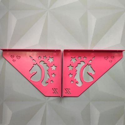 Par Mãos Francesas Ornamentadas Menina Unicórnio Rosa 20cm Aço Decorativa