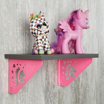 Par Mãos Francesas Ornamentadas Menina Unicórnio Rosa 20cm Aço Decorativa