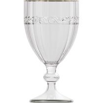 Kit 6 Taças Cristal 330ml Fio de Ouro Imperial Lyor Avulsa Servir Sucos Água Drinks Mesa Posta