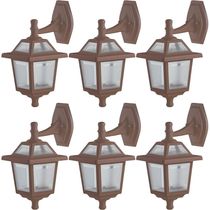 Kit 6 Luminárias de Parede Vintage Retrô Marrom Arandelas de Alumínio Varanda Quarto