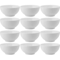 12 Bowls de Melamina Branca 400ml Restaurante 12,5x6cm Serata Açaí Frutas Tigela