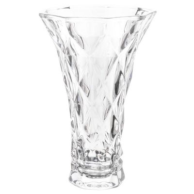 2 Vasos de Vidro Lyor Diamond Transparente 13x20cm Decorativo para Arranjo de Flores