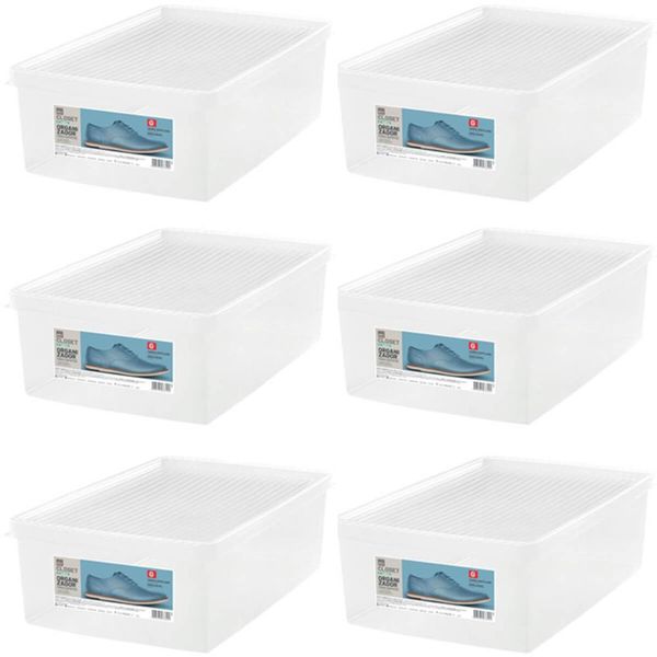 Conjunto 6 Caixas para Calçados 38 ao 46 com Tampa Ventilável Organizadoras de Closets Armários
