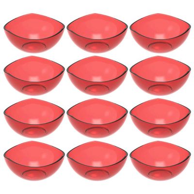 12 Potes de Sobremesa Doces Vermelho Transparente 265ml Plástico Crippa Restaurante Hotel