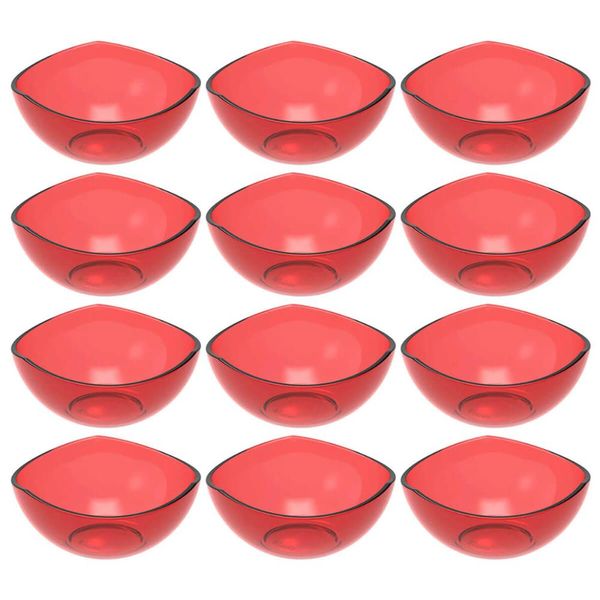 12 Potes de Sobremesa Doces Vermelho Transparente 265ml Plástico Crippa Restaurante Hotel