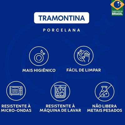 Conjunto 6 Pratos de Porcelana Tramontina Sophia 28cm Rasos Brancos de Mesa