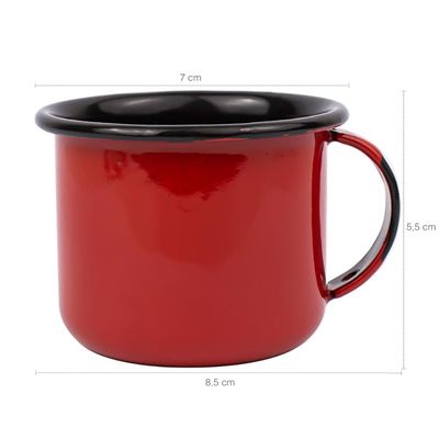 Jogo 4 Canecas Esmaltadas Retrô 90ml Xícaras Ágata Para Café Chá Vermelho