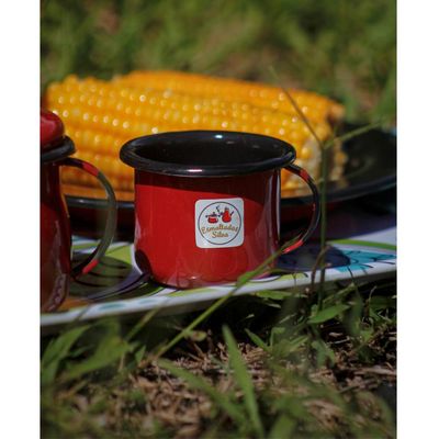 Jogo 4 Canecas Esmaltadas Retrô 90ml Xícaras Ágata Para Café Chá Vermelho