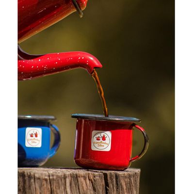 Jogo 4 Canecas Esmaltadas Retrô 90ml Xícaras Ágata Para Café Chá Vermelho