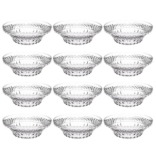 Kit 12 Tigelas Redondas 3,3L Crippa Transparente Plástica Salada Sobremesa Restaurante