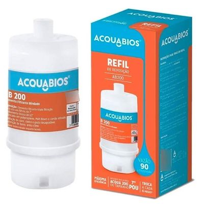 Refil Blindado Acqua AB 200BR/TR POU Rosca 1/2' Filtros tamanho 7' Acquabios Tripla Proteção