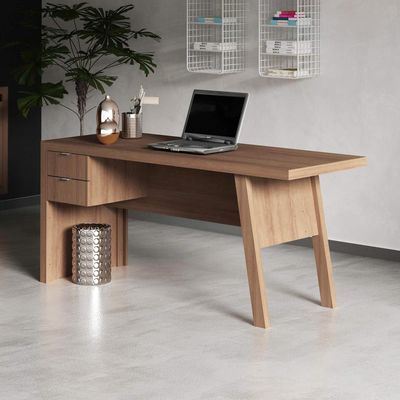 Mesa para Escritório 163cm com 2 gavetas ME4122 Amêndoa Tecnomobili