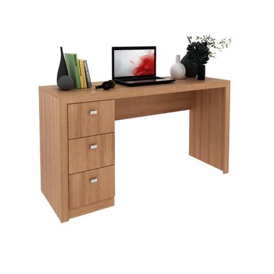 Mesa Reta para Escritório com 3 Gavetas ME4102 Amêndoa Tecnomobili