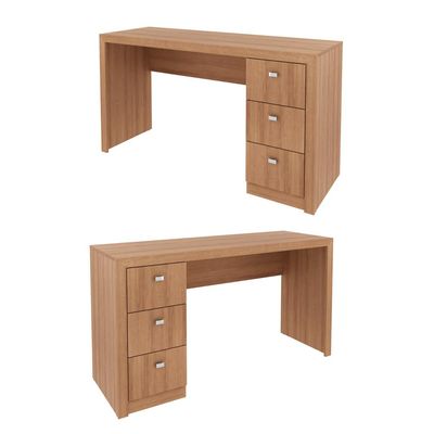 Mesa Reta para Escritório com 3 Gavetas ME4102 Amêndoa Tecnomobili