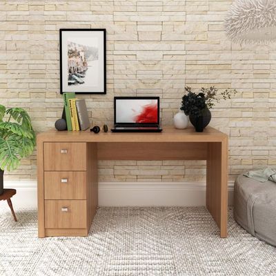 Mesa Reta para Escritório com 3 Gavetas ME4102 Amêndoa Tecnomobili