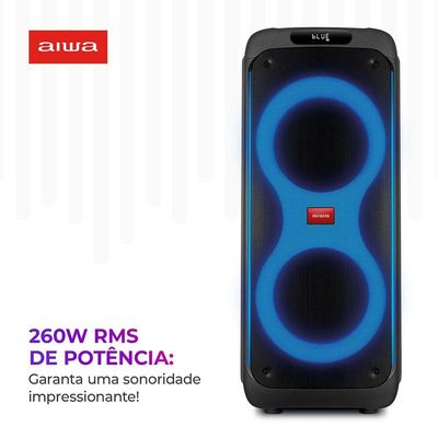 Caixa de Som Party Box AIWA Bluetooth Luzes Multicores AWS-PB-04 Party Box Bivolt