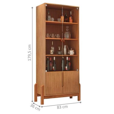 Cristaleira Para Sala Com 2 Portas De Vidro Jinan Cedro