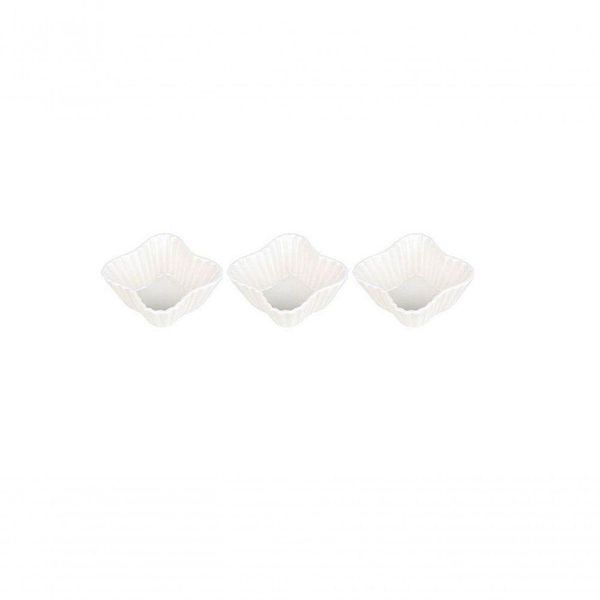 Conjunto Com 03 Petisqueiras De Porcelana Wave Pcln-077 - Haüskraft