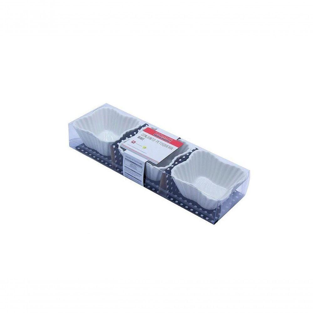 Conjunto Com 03 Petisqueiras De Porcelana Wave Pcln-077 - Haüskraft