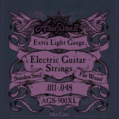 Encordoamento Para Guitarra Flat Wound .011 Ags900xl Aria Pro Ii.