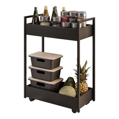 Carrinho Auxiliar Para Salão De Beleza Lara 70cm Em Aço Com Rodízios Preto - Desk Design