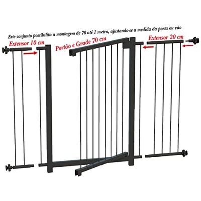 Grade Portão Divisor Ambiente Multigrade 70 A 100 Cm Preto