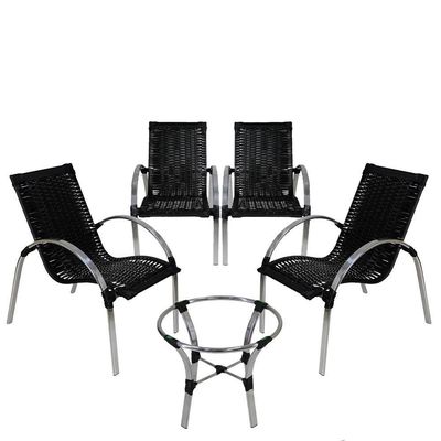 4 Cadeiras Preta Em Mesa De Centro Em Alumínio Garden
