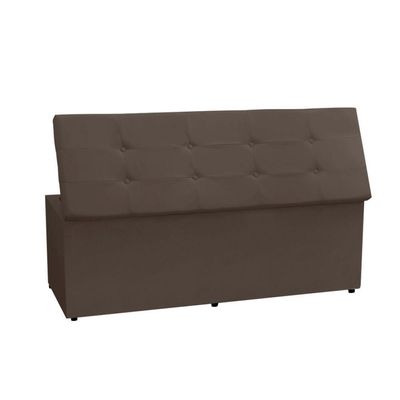 Calçadeira Recamier Baú Casal 1,40m Berlim Suede Marrom - Pallazio