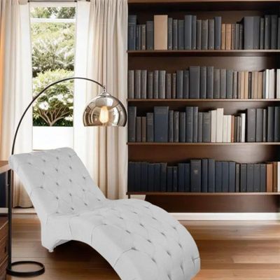 Recamier Divã Espreguiçadeira Para Sala Cliníca Leila Suede branco