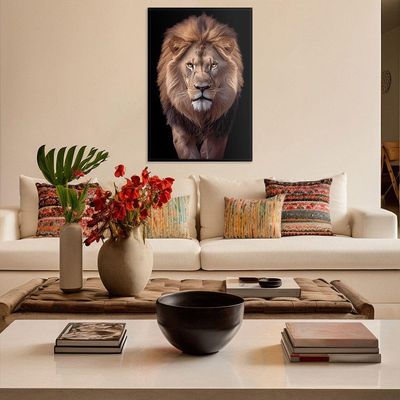 Quadro Decorativo Leão Judá Moldura Cx Alta 100x66 Titulo Moldura Preta