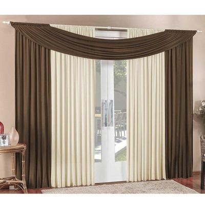 Cortina Alana 3,00M X 2,50M Tabaco Com Palha Tecido Malha Para Sala Ou Quarto