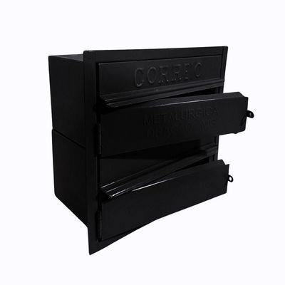 Caixa De Correios Condomínio Preta 2 Módulos Tamanho 15x28x28cm Aço Preto