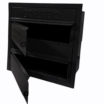 Caixa De Correios Condomínio Preta 2 Módulos Tamanho 15x28x28cm Aço Preto