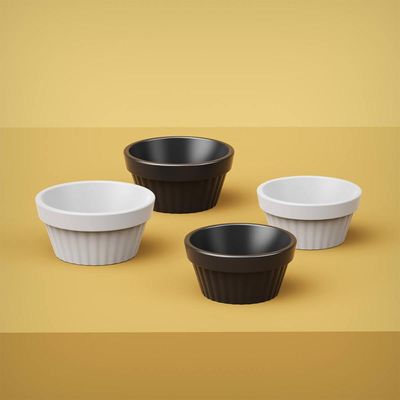 Kit 50 Ramequim Preto 30ml Molho Shoyu Restaurante Oriental Uno Coza Canelado