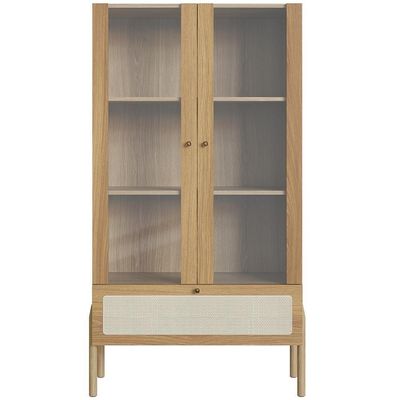 Cristaleira Para Sala De Jantar 2 Portas Pés Madeira Moss A03 Hanover Roble