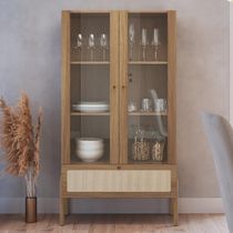 Cristaleira Para Sala De Jantar 2 Portas Pés Madeira Moss A03 Hanover Roble