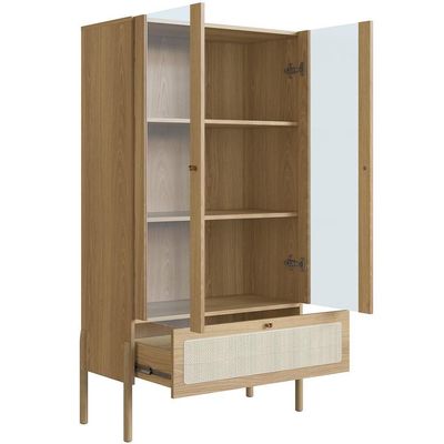 Cristaleira Para Sala De Jantar 2 Portas Pés Madeira Moss A03 Hanover Roble