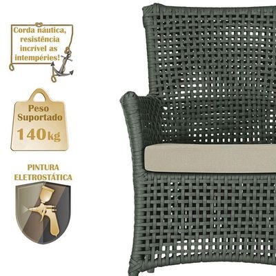 Poltronas Igapó Alumínio Pintura Fendi Corda Náutica E7 Verde