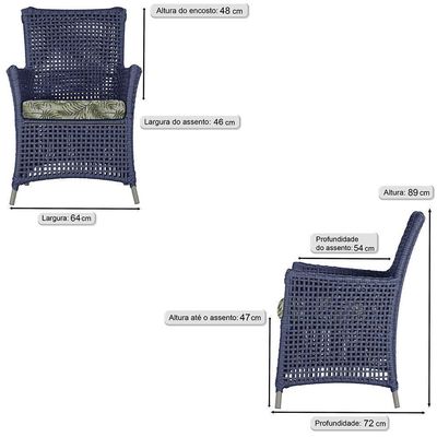 Poltronas Igapó Alumínio Pintura Fendi Corda Náutica E5 Azul