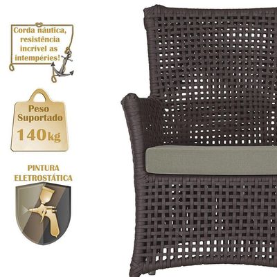 Poltronas Igapó Alumínio Pintura Fendi Corda Náutica E8 Marrom