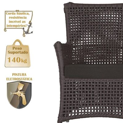 Poltrona E Mesa Igapó Em Alumínio Fendi Corda Náutica E9 Marrom