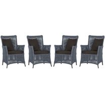 4 Poltronas Igapó Alumínio Pintura Marrom Corda Náutica E9 Prata