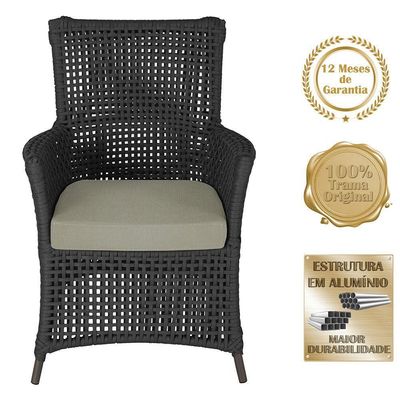 Poltronas Igapó Alumínio Pintura Marrom Corda Náutica E8 Preto