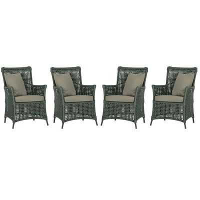 4 Poltronas Igapó Alumínio Pintura Marrom Corda Náutica E8 Verde