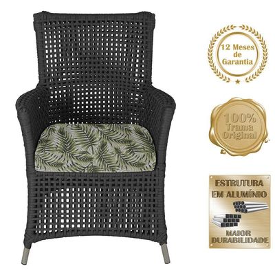 Poltrona Igapó Alumínio Micro Pintura Fendi Corda Náutica E5 Preto