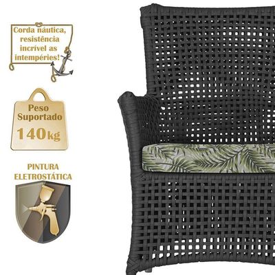 Poltrona Igapó Alumínio Micro Pintura Fendi Corda Náutica E5 Preto