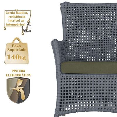 4 Poltronas Igapó Alumínio Pintura Fendi Corda Náutica E13 Prata